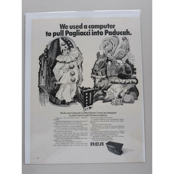 1970 RCA Computer Crafted Stereo Tuner Pagliacci Paducah Vtg Magazine Print Ad
