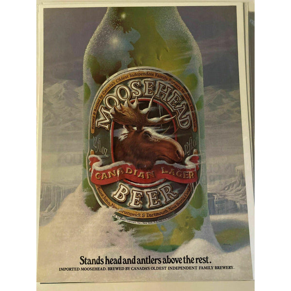 1980s Moosehead Beer Canadian Lager Snow Vintage Magazine Print Ad