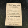 Dr Harris Summer Cordial Vintage 1800s Trade Card Quack Medicine Dysentery Cramp