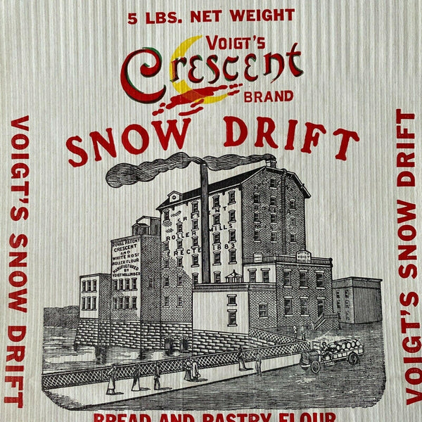 Voigt's Paper Flour Bag Snow Drift 5 lbs NOS vintage Grand Rapids MI