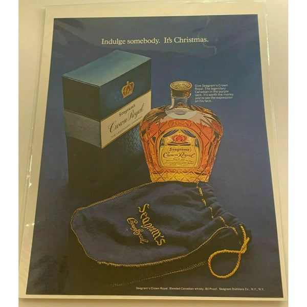 1971 Seagrams Crown Royal Canadian Whisky Christmas Vintage Magazine Print Ad