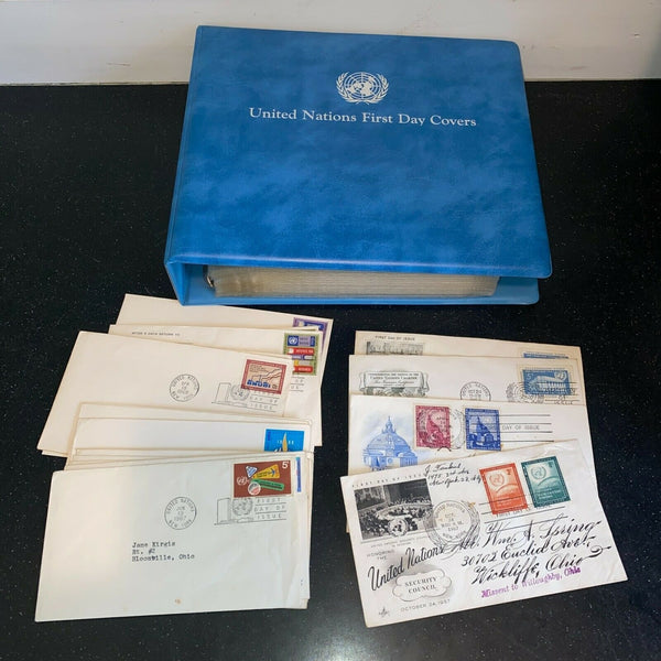 United Nations FDC Lot of 155 UN Postal Covers 1952-1968 Stamps in Binder