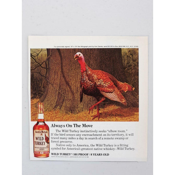 1982 Wild Turkey Kentucky Straight Bourbon Whiskey Alcohol Vtg Magazine Print Ad