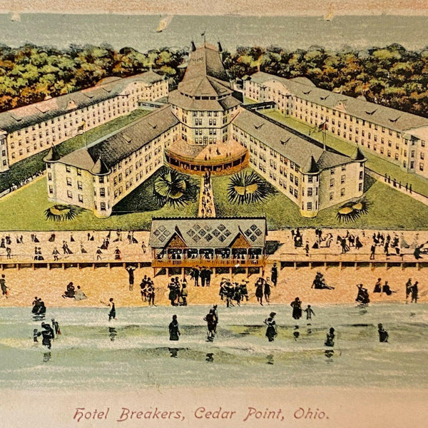 Hotel Breakers Cedar Point Ohio Postcard Early 1900s Amusement Park Germany