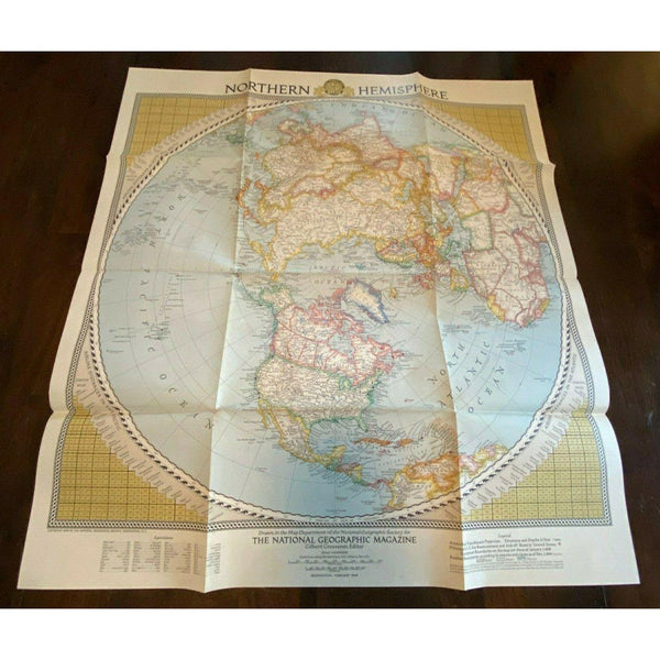 Northern Hemisphere Map Vintage 1946 National Geographic