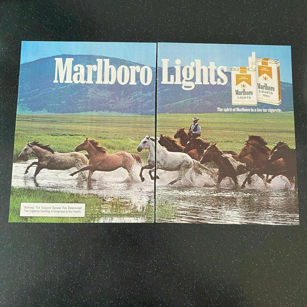 Marlboro Cigarettes Cowboy Horses Mountains Vintage Magazine Print Ad