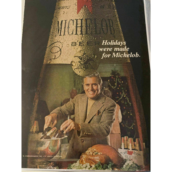 1981 Michelob Beer John Forsythe Christmas St Louis Vintage Magazine Print Ad