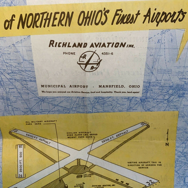 Mansfield Municipal Airport Brochure TWA 164th Fighter Squadron Ohio 1950s