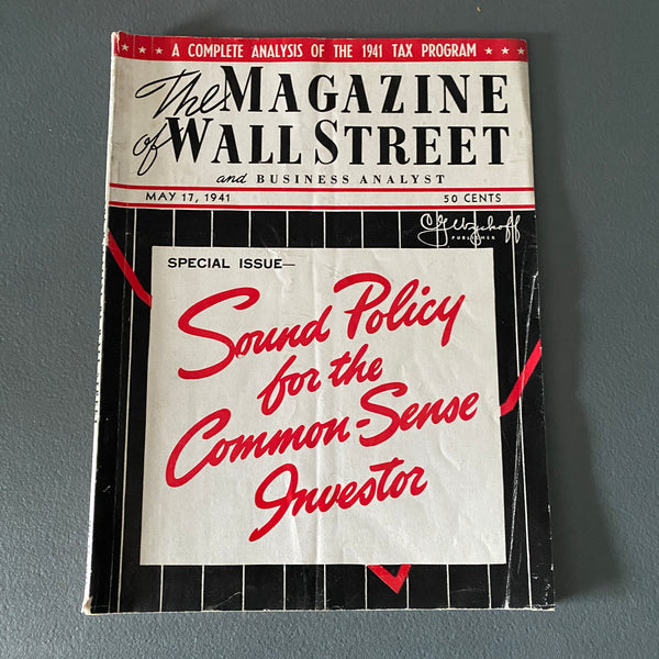 Magazine of Wall Street and Business Analyst May 7 1941 stock market movie prop