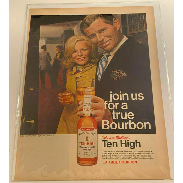 1969 Hiram Walker's Ten High Bourbon Whiskey Party Vintage Magazine Print Ad
