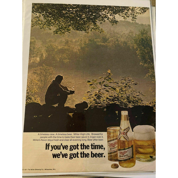 1971 Miller High Life Beer Woods Nature Vintage Magazine Print Ad