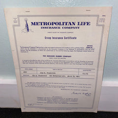 metropolitan life insurance group certificate mohawk rubber 1964