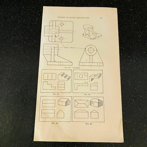 1934 Mechanical Drawing Bearing Shapes Vintage Print