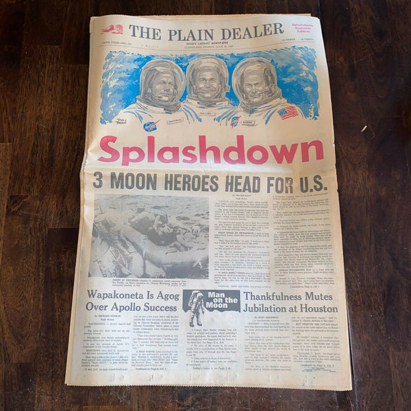 Plain Dealer July 25 1969 Splashdown Astronauts Return Newspaper Cleveland Ohio