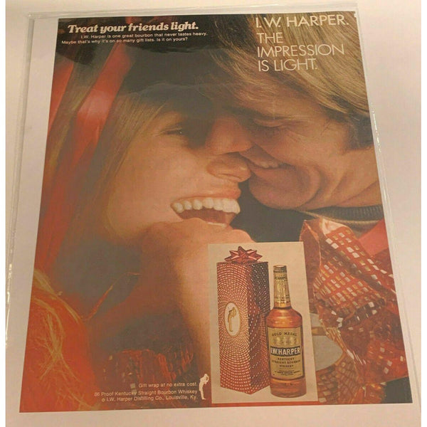 1971 I.W. Harper Bourbon Whiskey Christmas Vintage Magazine Print Ad