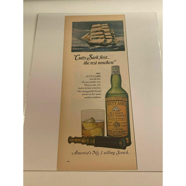 Cutty Sark Scotch Whisky Spyglass Whiskey Vintage Magazine Print Ad