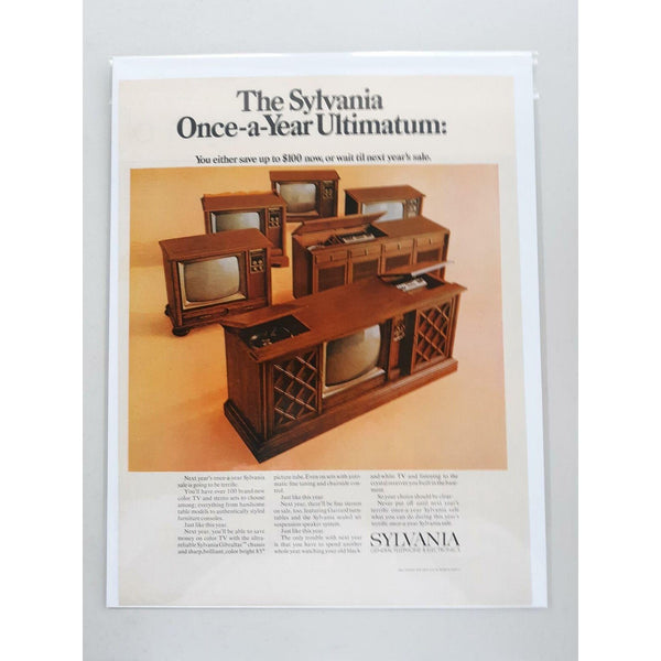 1970 Sylvania Console TV Stereo Radio Furniture Music Vintage Magazine Print Ad