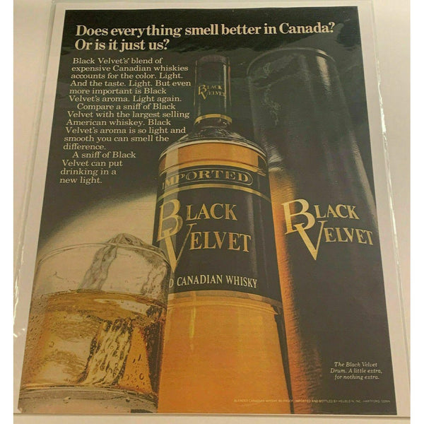Black Velvet Canadian Whisky Whiskey Smell Better Vintage Magazine Print Ad