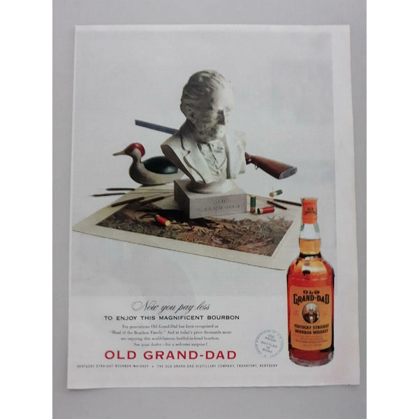 1954 Old Grand-Dad Bourbon Whiskey Duck Hunting Shotgun Vtg Magazine Print Ad