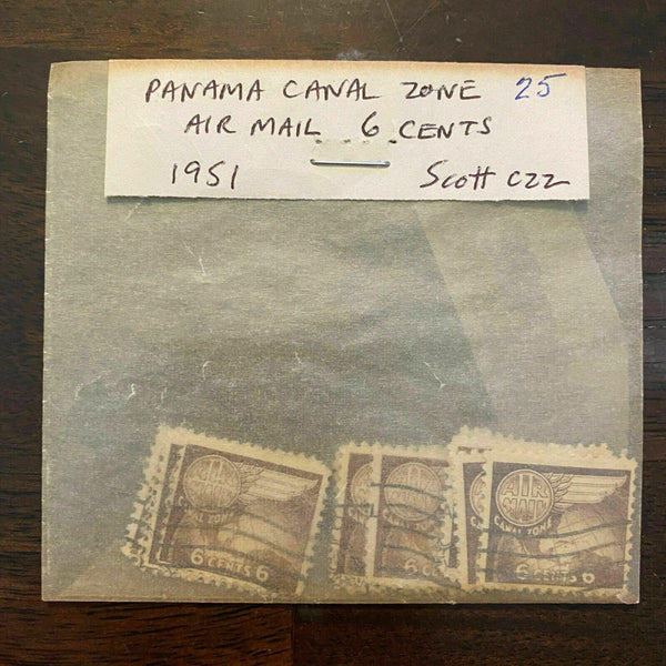 Canal Zone Scott CZC22 Lot of 25 Airmail Stamps - 6 Cents Issue U.S. Possession