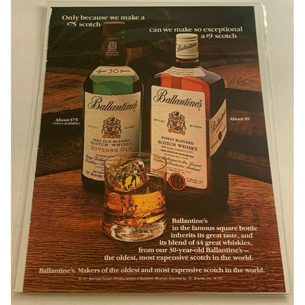 Ballantine's Blended Scotch Whisky 30 Year Old Whiskey Magazine Print Ad