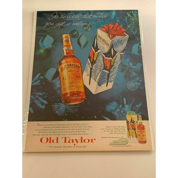 1959 Old Taylor Bourbon Whiskey Christmas Vintage Magazine Print Ad