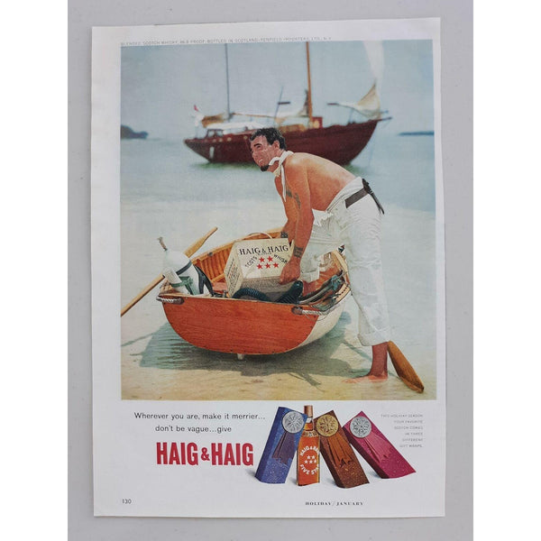 1964 Haig & Haig Five Star Scotch Whiskey Whisky Row Boat Vtg Magazine Print Ad